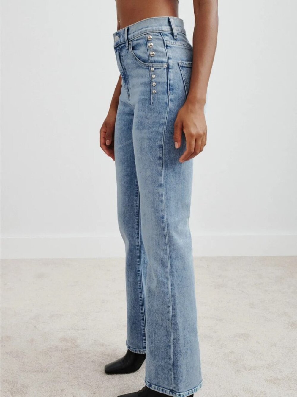 LE JEAN Studded Farrah Flare High Rise Jeans Size 28